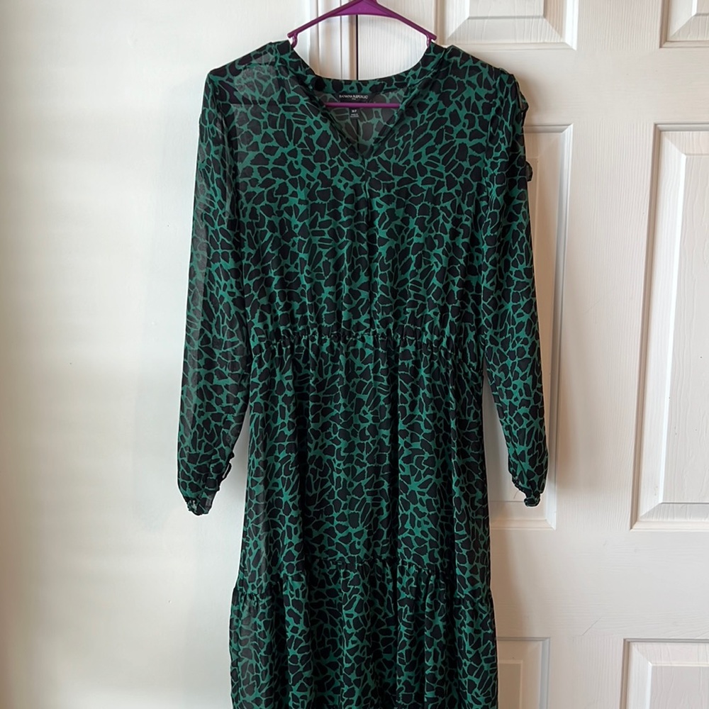 Green and black animal print dress